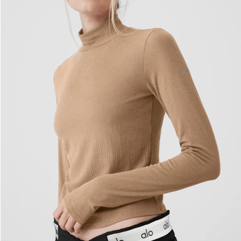 Alo Ribbed Sea Coast Mockneck Long Sleeve